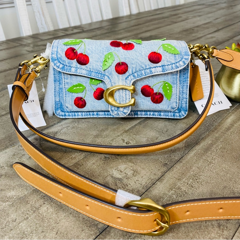 NWT Coach SMALL Cherry Denim Tabby 20 Shoulder Bag Crossbody - Picture 5 of 16